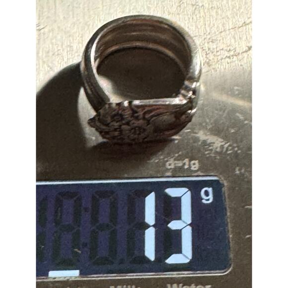 Eternally Yours Silver Plate Spoon Ring Size 7 Vintage Floral Pattern Jewelry - Picture 7 of 7